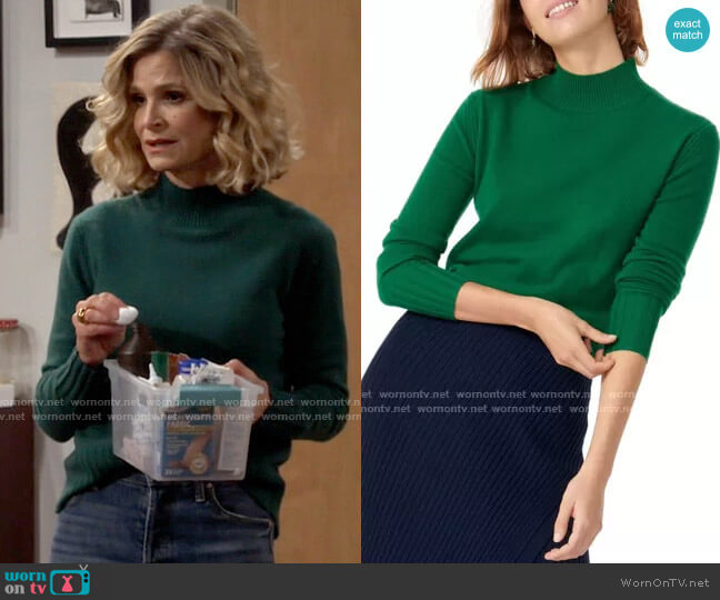 J. Crew Cashmere Mock Neck Sweater worn by Jean Raines (Kyra Sedgwick) on Call Your Mother