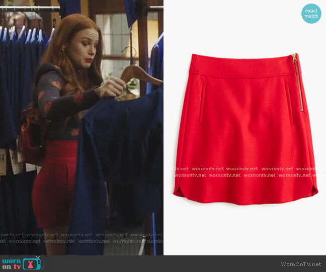 J. Crew Double-serge Wool Mini Skirt worn by Cheryl Blossom (Madelaine Petsch) on Riverdale