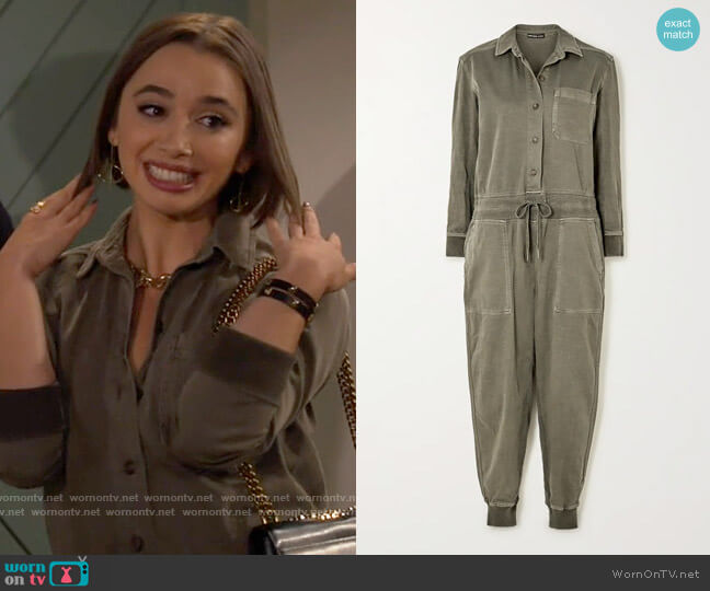 James Perse Mixed Media slub cotton-blend twill jumpsuit worn by Celia (Emma Caymares) on Call Your Mother