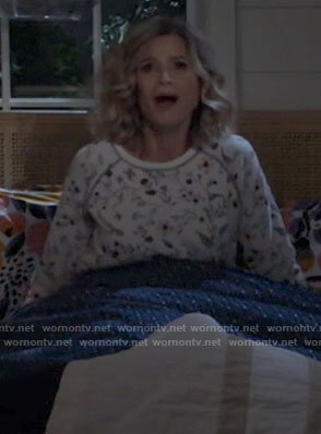 Jean’s white floral pj top on Call Your Mother
