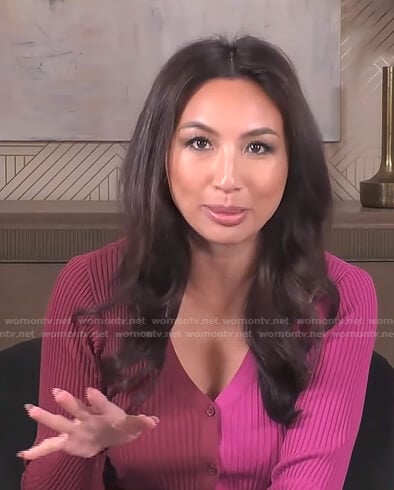 Jeannie’s pink two-tone cardigan on The Real