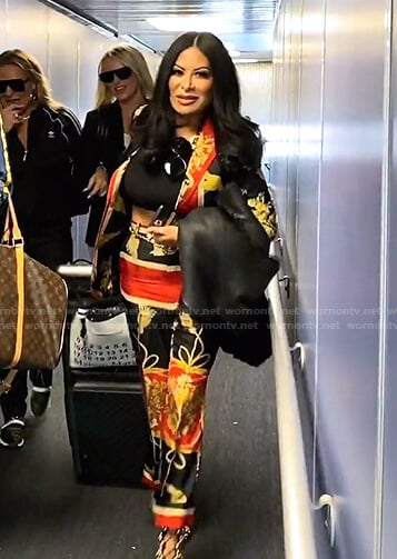 Jen’s floral print blazer and pants on The Real Housewives of Salt Lake City