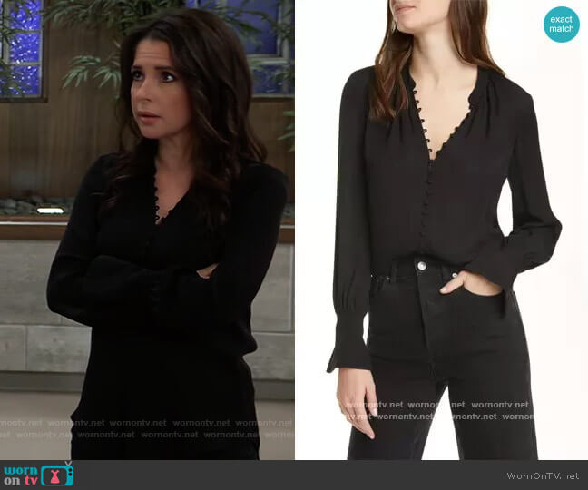 Joie Tariana Silk Blouse worn by Sam McCall (Kelly Monaco) on General Hospital
