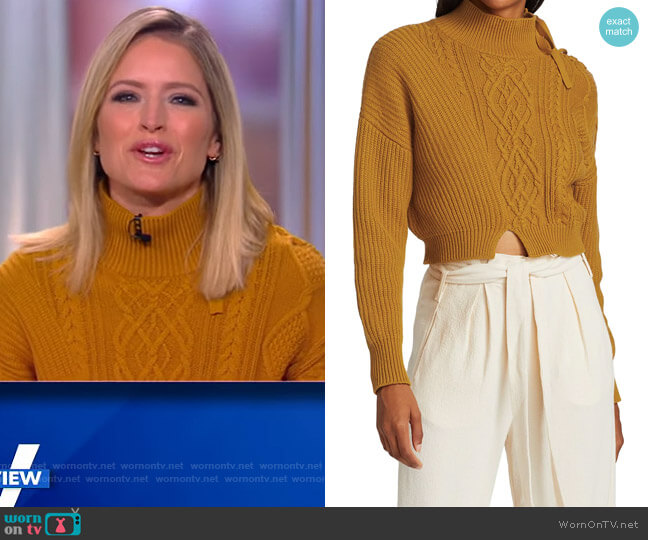 Jonathan Simkhai Arina Mixed Stitch Fisherman Cropped Turtleneck worn by Sara Haines on The View