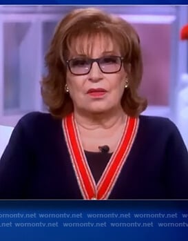 Joy’s navy contrast trim cardigan on The View