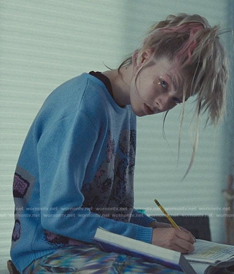 Jules’s blue unicorn sweater on Euphoria