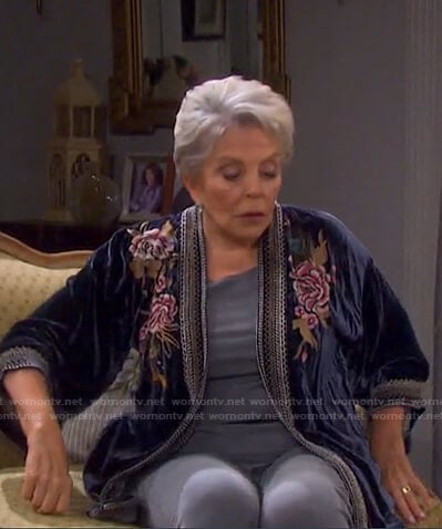 Julie’s floral embroidered velvet jacket on Days of our Lives