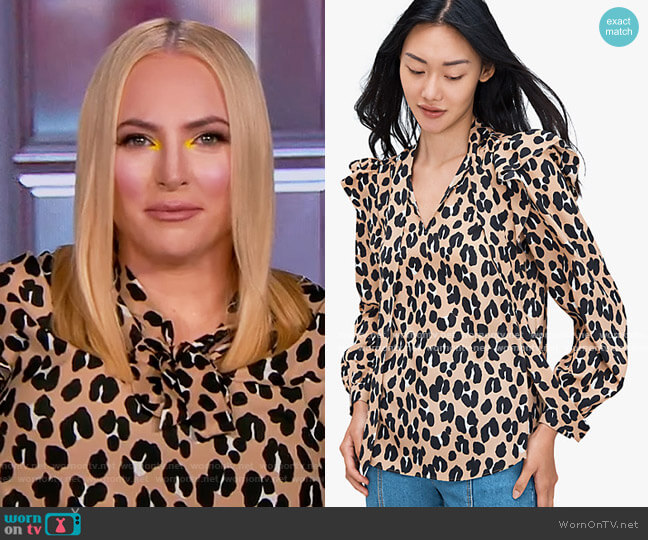 Kate Spade Forest Feline Tie-neck Top worn by Meghan McCain on The View