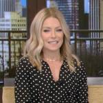 Kelly’s black polka dot blouse on Live with Kelly and Ryan