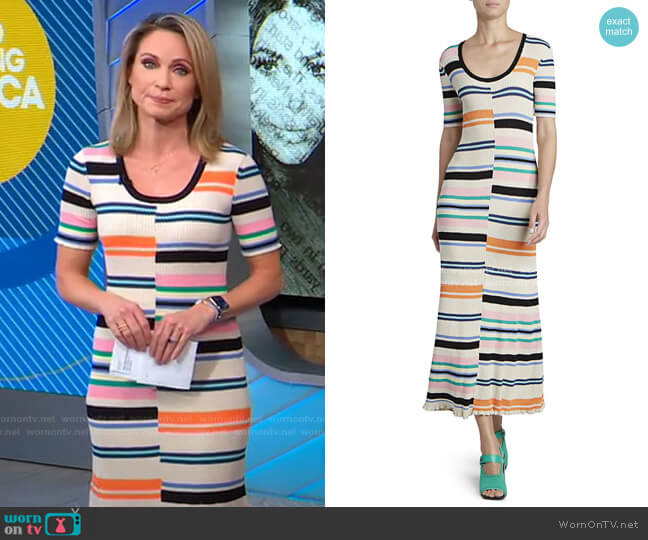 Kenzo Striped Bodycon Maxi Dress worn by Amy Robach on Good Morning America