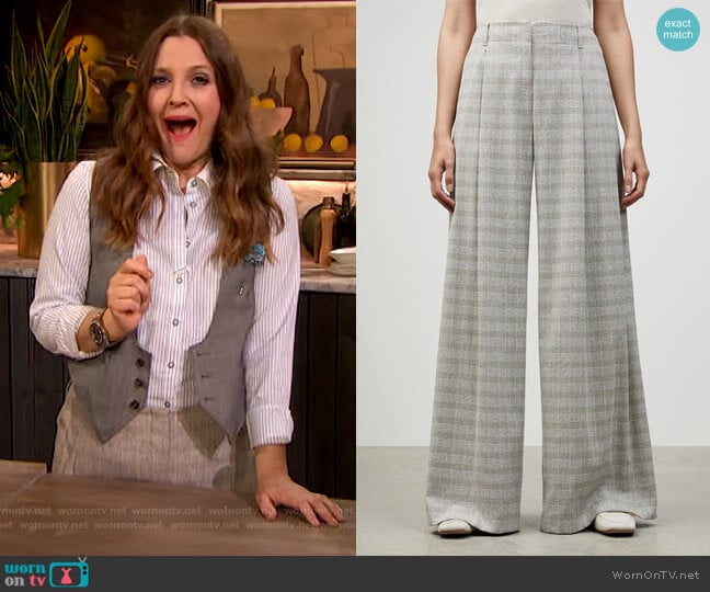 Lafayette 148 Italian Marled Plaid Cumberland Pant worn by Drew Barrymore on The Drew Barrymore Show