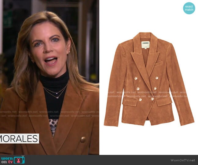 L'Agence Kenzie Double-Breasted Suede Blazer worn by Natalie Morales on Today