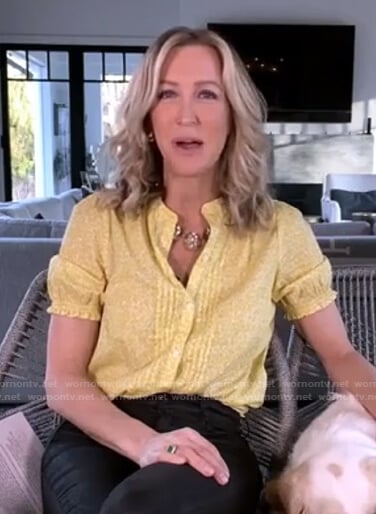 Lara’s yellow floral pintuck blouse on Good Morning America