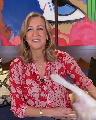 Lara’s red abstract print blouse on Good Morning America