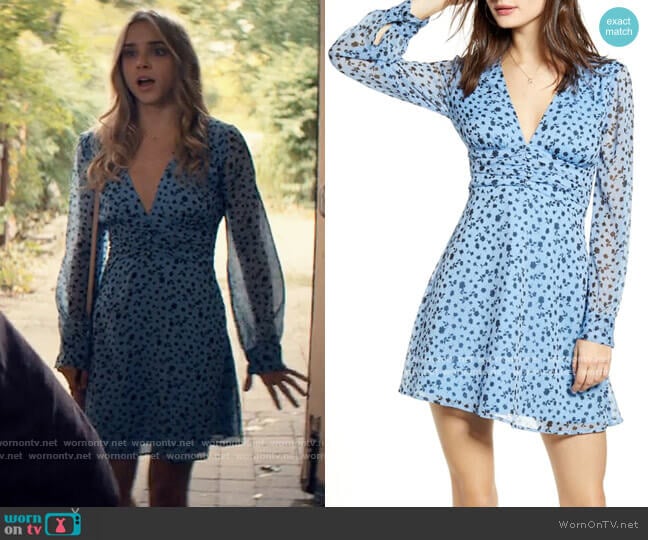 Leith Floral Shirred Waist Long Sleeve Dress worn by Bette Whitlaw (Casimere Jollette) on Tiny Pretty Things