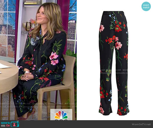 Lela Rose Floral Maggie Straight Leg Pants worn by Jenna Bush Hager on Today