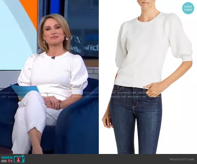 Lini Abigail Puff Sleeve Sweater worn by Amy Robach on Good Morning America