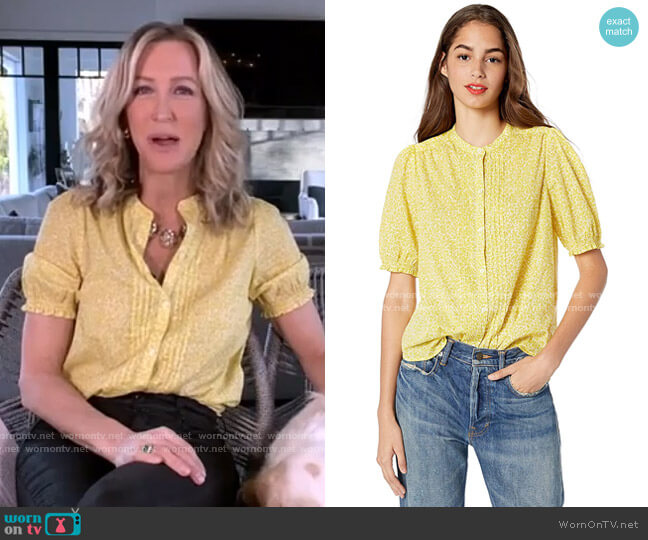 Lucky Brand Dakota Ruffle Sleeve Top worn by Lara Spencer on Good Morning America