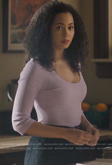Macy’s purple ribbed top on Charmed