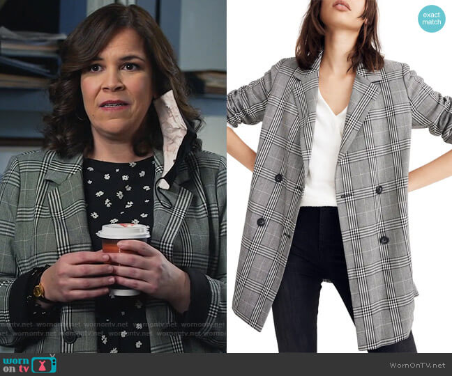 Madewell Caldwell Plaid Double Breasted Blazer worn by Sara Castillo (Lindsay Mendez) on All Rise