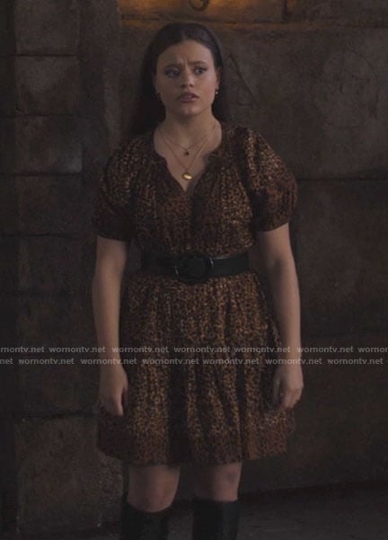 Maggie’s leopard print short sleeve dress on Charmed
