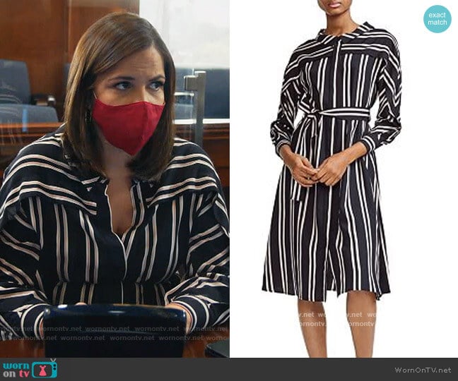 Maje Raji Striped Shirt Dress worn by Sara Castillo (Lindsay Mendez) on All Rise