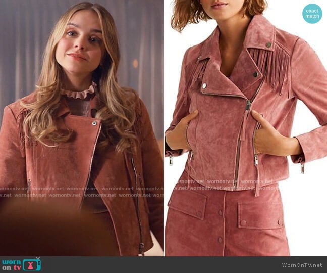 Mango Fringe Suede Jacket worn by Bette Whitlaw (Casimere Jollette) on Tiny Pretty Things