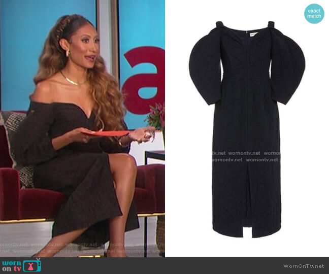Mara Hoffman Leonara Off-The-Shoulder Jacquard Dress worn by Elaine Welteroth on The Talk