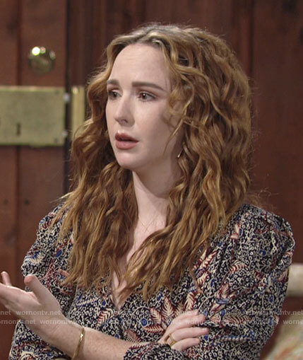 Mariah’s floral dress with puff sleeves on The Young and the Restless
