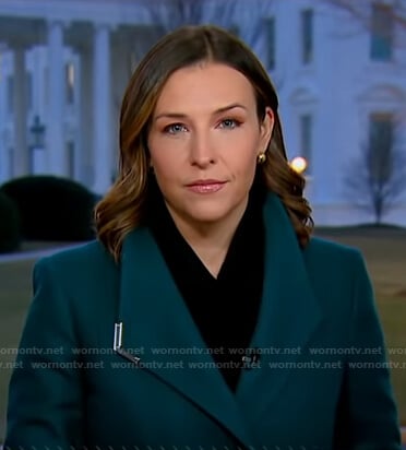 Mary’s teal wrap coat on Good Morning America