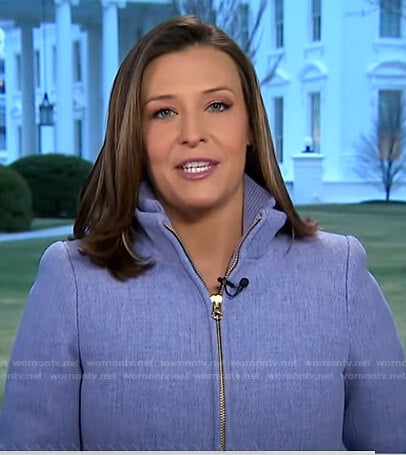 Mary’s lilac zip front coat on Good Morning America