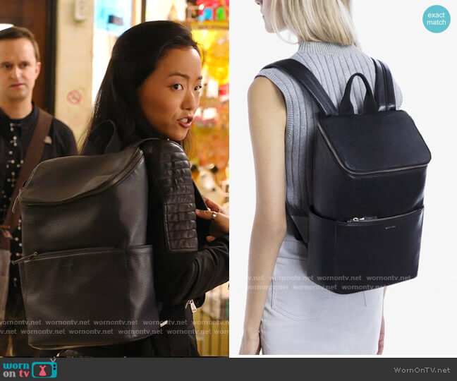 Matt & Nat Brave Backpack in Navy worn by Janet (Andrea Bang) on Kims Convenience