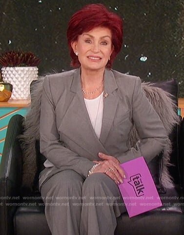 Sharon’s gray belted blazer on The Talk