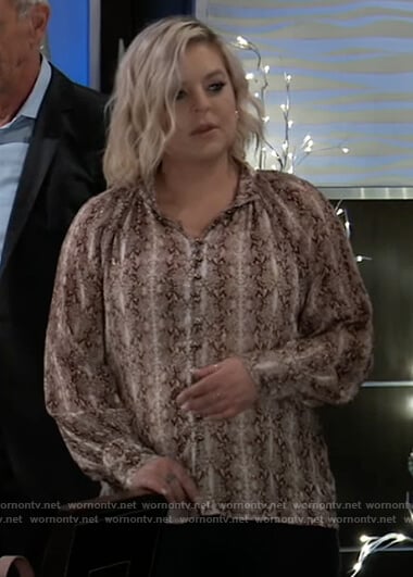 Maxie’s metallic snakeskin print blouse on General Hospital