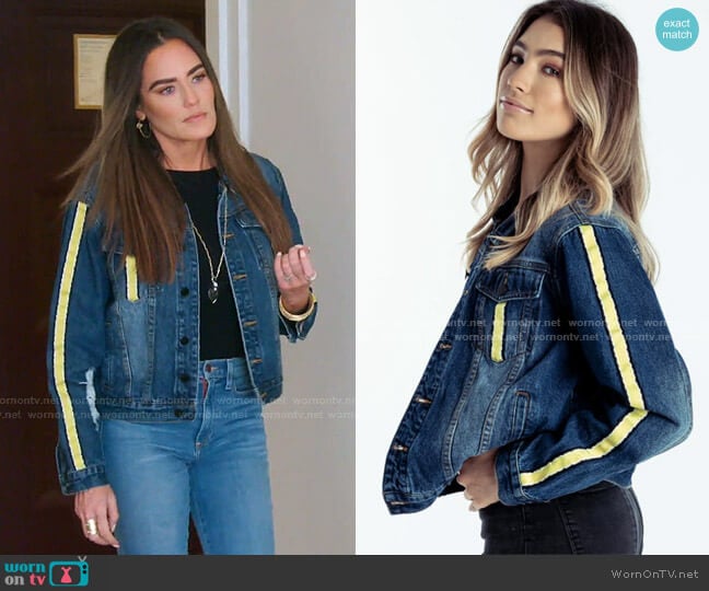 Meredith Marks Delilah Denim Jacket Yellow worn by Meredith Marks on The Real Housewives of Salt Lake City