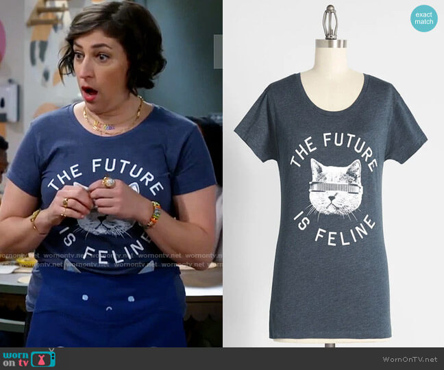 ModCloth The Future is Feline Graphic Tee worn by Kat Silver (Mayim Bialik) on Call Me Kat