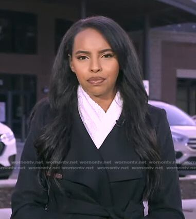 Mona’s black wrap coat on Good Morning America