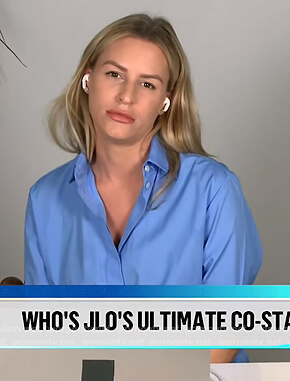Morgan’s blue shirt on E! News Daily Pop
