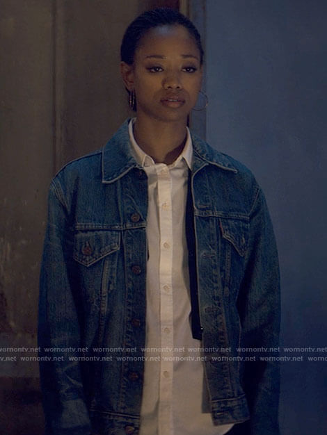 Neveah’s denim jacket on Tiny Pretty Things
