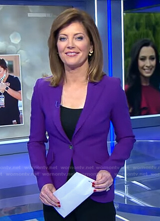 Norah’s purple blazer on CBS Evening News