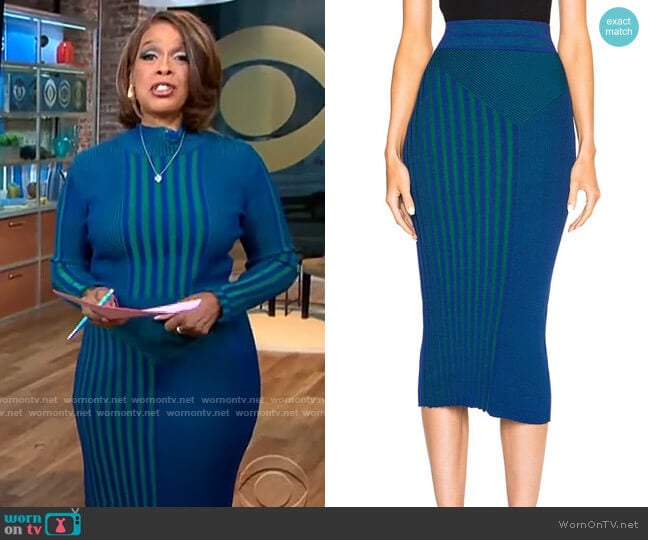 Ohne Titel Plaited Rib Skirt worn by Gayle King on CBS Mornings