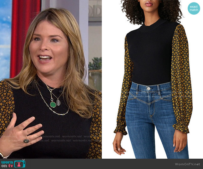 Opening Ceremony Long Sleeve Mixed Sweater worn by Jenna Bush Hager on Today