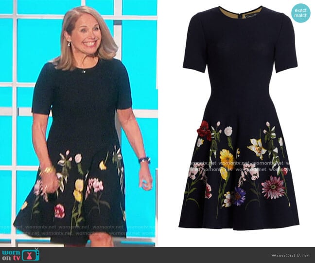 Oscar De La Renta Floral Embroidered Dress