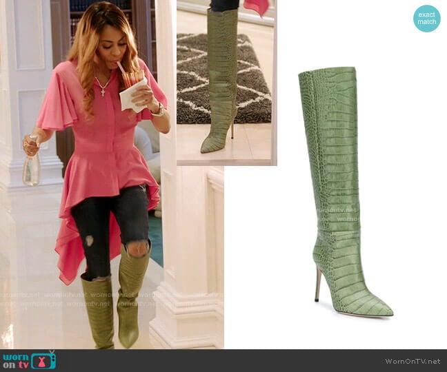 Paris Texas Crocodile Effect Boots worn by Mary Cosby on The Real Housewives of Salt Lake City