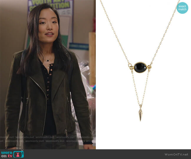 Peggy Li Onyx Point Necklace worn by Janet (Andrea Bang) on Kims Convenience