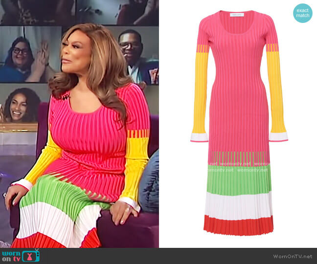 Prabal Gurung Stripe Ribbed Knit Dress worn by Wendy Williams on The Wendy Williams Show