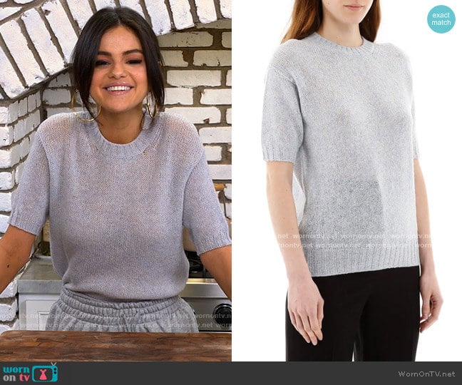 Prada Shetland F 5 Short Sleeved Sweater worn by Selena Gomez on Selena + Chef
