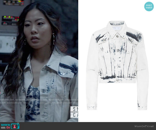 Proenza Schouler Cropped denim jacket worn by Mary Hamilton (Nicole Kang) on Batwoman