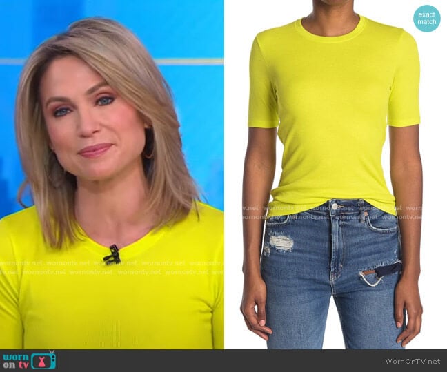 Rag & Bone The Rib Slim T-Shirt worn by Amy Robach on Good Morning America