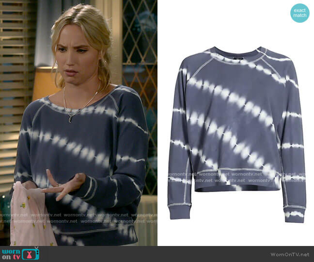 Rails Theo Sweatshirt in Navy Tie Dye worn by Mandy Baxter (Molly McCook) on Last Man Standing